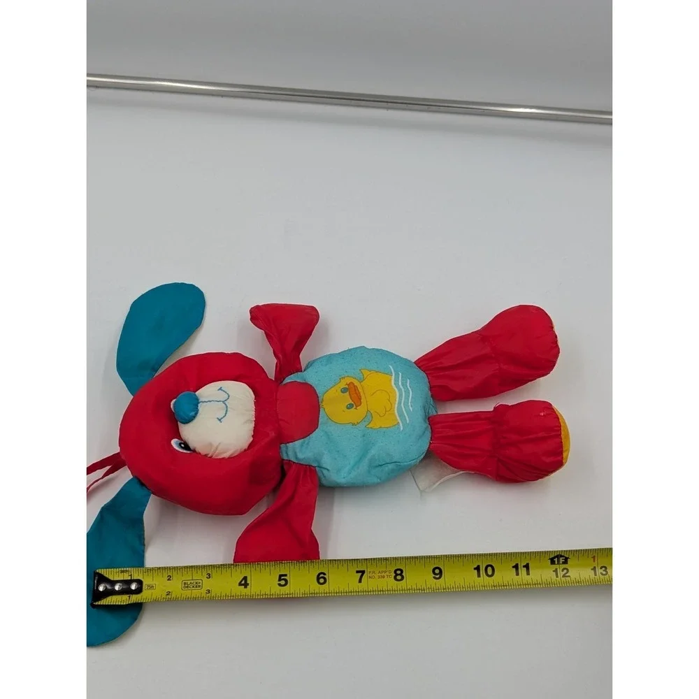 Playskool Water Pets Red Puppy Dog Duck‎ Bath Tub Toy Parachute Nylon 1988 VTG